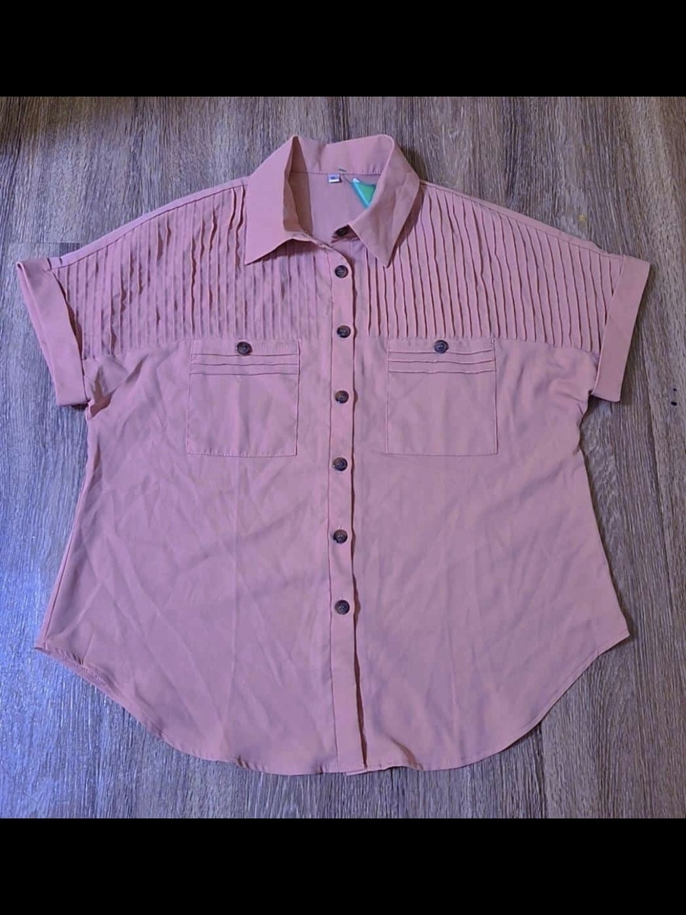 Relaxed Short-Sleeve Button-Down Shirt in Dusty Rose